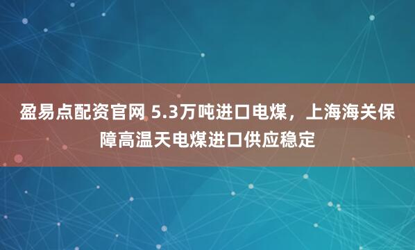 盈易点配资官网 5.3万吨进口电煤，上海海关保障高温天电煤进口供应稳定